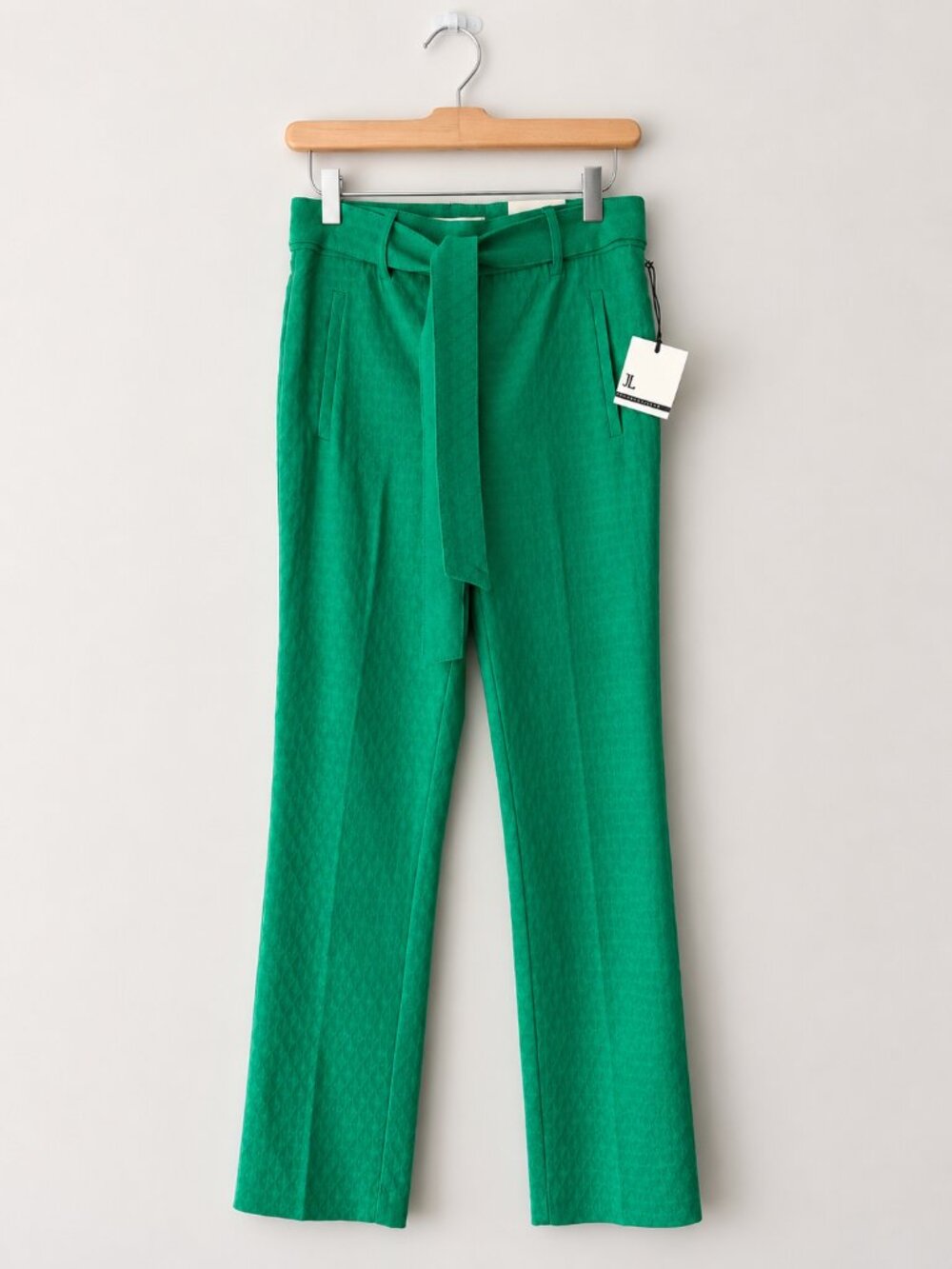 Jules & Leopold Emerald Green Textured Stretch Pants XS/TP Tie Waist Career Chic